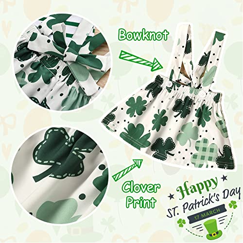 Dearbb Newborn Baby Girls St.patrick Day Outfit Skirt Set Infant Ruffle Long Sleeve Romper Bodysuit Suspender Skirt Clover Dresses Clothes Set #TOP3
