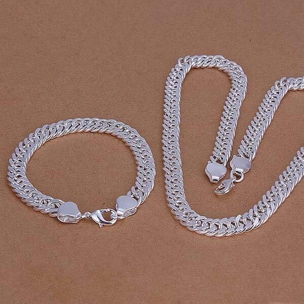Juego de joyas de plata de ley 925 para hombre con acabado pulido elegante de dos piezas 6
