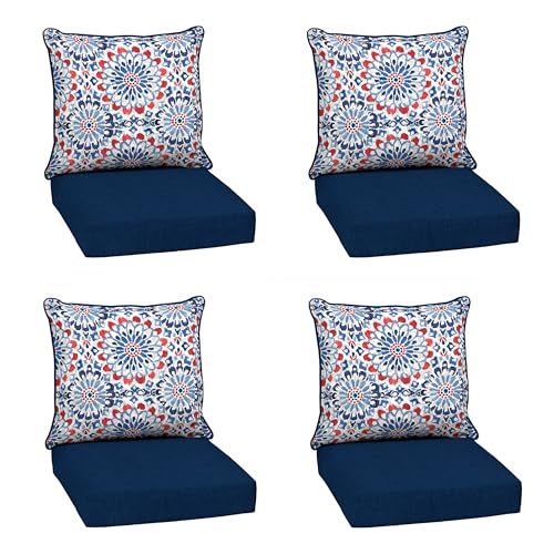 Image of Arden Outdoor Deep Seat Cushion Set, 4-Pack, 22x24, Clark Blue