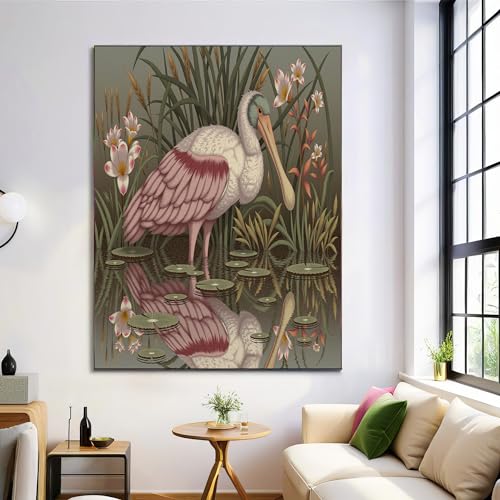 Póster de lienzo de planta acuática rosa en 60x80 cm para decorar paredes de salón