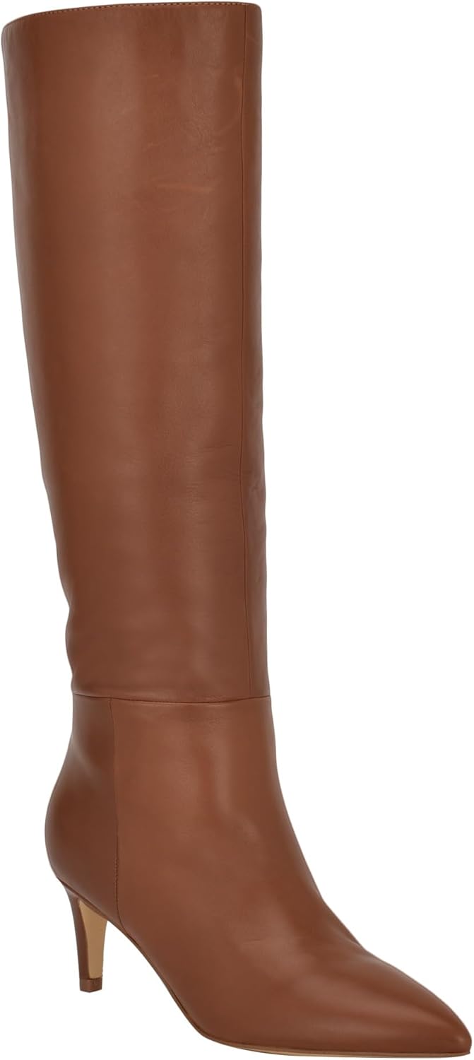 Calvin Klein Women's Garray Knee High Boot 6.5 Light Brown Leather 230
