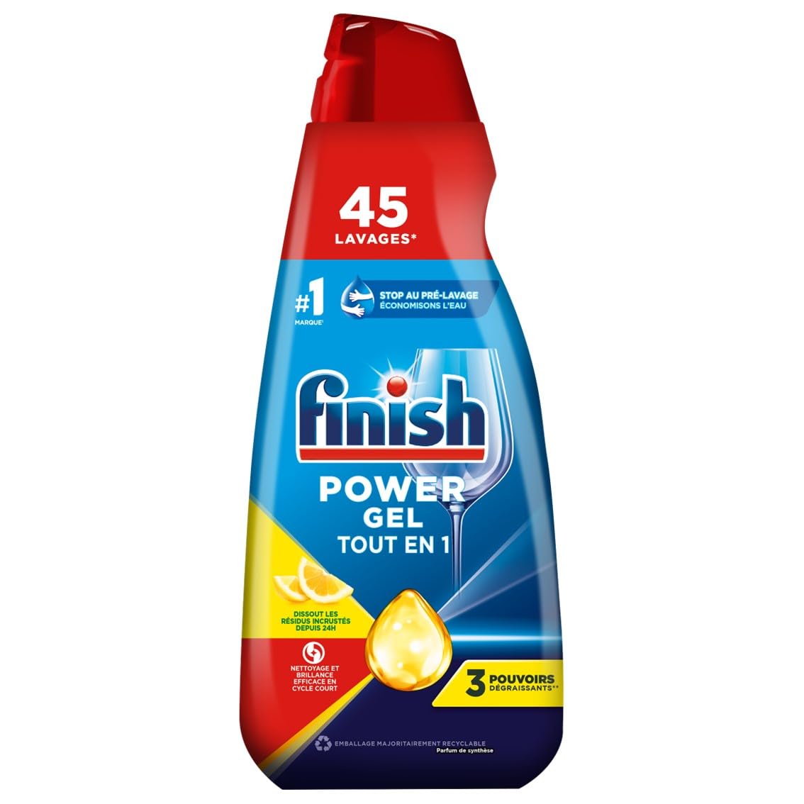 Finish Power Gel Tout en 1 Citron - Détergent Lave-vaisselle lot de 5 x 0,9L