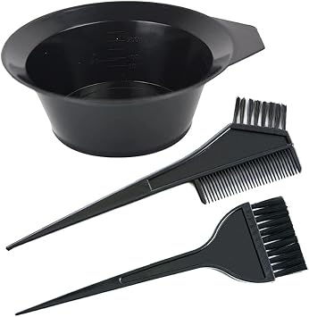 YANTAISIYU 3 Pcs Salon Hair Dyeing Kit Tools Hair Color Mixing Bowl Tinting Brush and Angled Comb for Hair Coloring