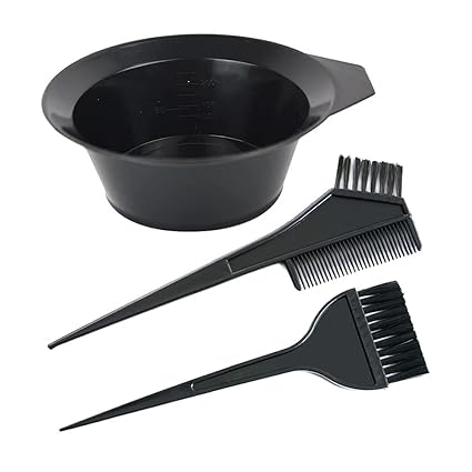 3 Pcs Salon Hair Dyeing Kit Tools : Mixing Bowl, Tinting Brush and Angled Comb for Hair Coloring