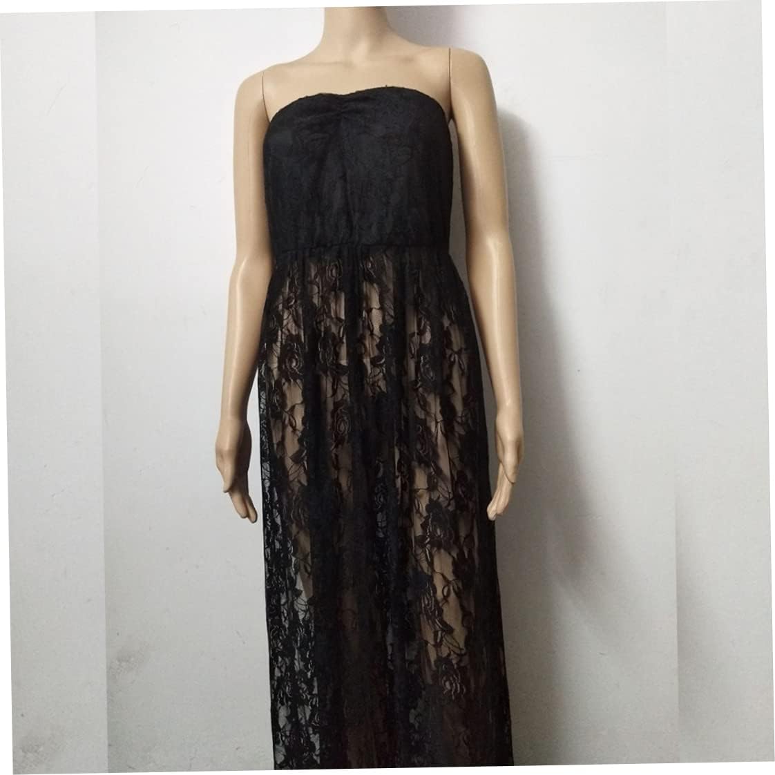 Maternity Photography Dress Pregnant Maxi Dress V Neck Lace Sleeveless for Pregnant Women Black XL, Utilisation intérieure