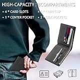 KEYRI 1 PCS Leather Wallets Mens Slim Wallet with Card Holder Banknote Compartments and Coin Pocket Black Wallets for Work Business or Travel Minimalist Purses for Men UK (Black) - Image 5