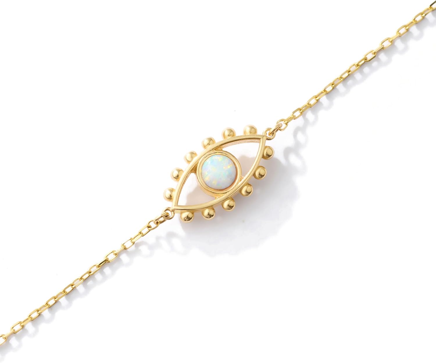 Opal Evil Eye Bracelet, Evil Eye Charm Bracelet, Protection Bracelet, Gold Evil Eye, Evil Eye Jewelry, Evil Eye Bracelet Gold,