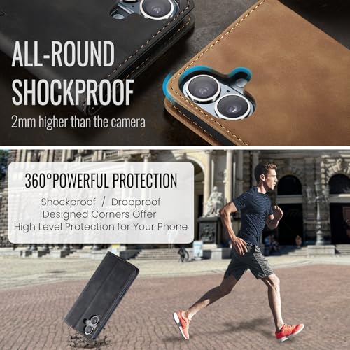 Monweicz Coque pour iPhone17 Clapet Case en Cuir Pochette Protection Portefeuille Rabat Etui Premium Housse Porte Carte Magnétique Étui pour iPhone17, Noir