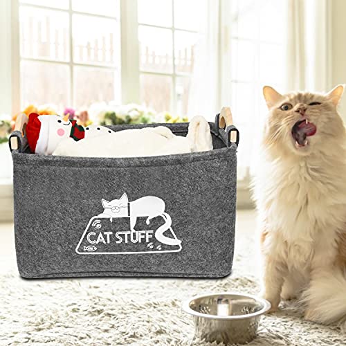 Vumdua Cat Toy Box, Cat Toy Storage Basket with Handles, Felt Pet Toy Basket Pet Supplies Storage Bin, Perfect for Organizing Cat Toys and Accessories by Vumdua - Image 6
