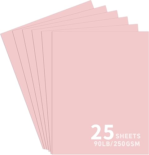 25 hojas de papel de cartulina rosa claro, cartulina de 8.5 x 11 pulgadas para Cricut, papel de construcción grueso para hacer tarjetas, álbumes de