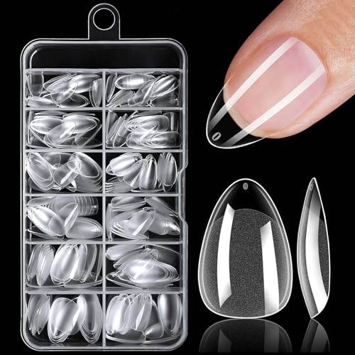 240pc Extra Short Almond Nail Tips Clear Fake Nails Soft Gel Nail Tips