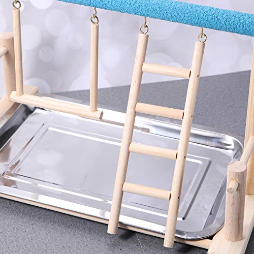 POPETPOP Bird Play Stand - Parrot Playground Wood Bird Playpen, Parrot Playstand Bird Playground Perch Gym Ladder with Toys Exercise Play - Image 9