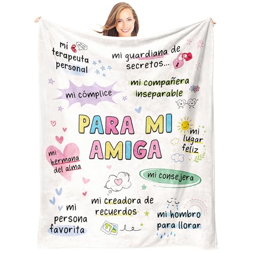 Giftasy Presentes amigas originais, presente amigo aniversário - manta de amizade adorável, presente melhor amiga, presentes originais mulher (157 * 132 cm)