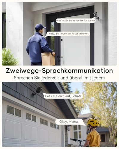 ZUMIMALL Überwachungskamera Aussen/Innen Akku, WLAN Kamera Doppelständer, Magnethalterung, kabellos, PIR-Bewegungserkennung, 2K-Nachtsicht, IP66 wasserdicht, 2,4 G Wi-Fi-kompatibel, Schwarz – Bild 5