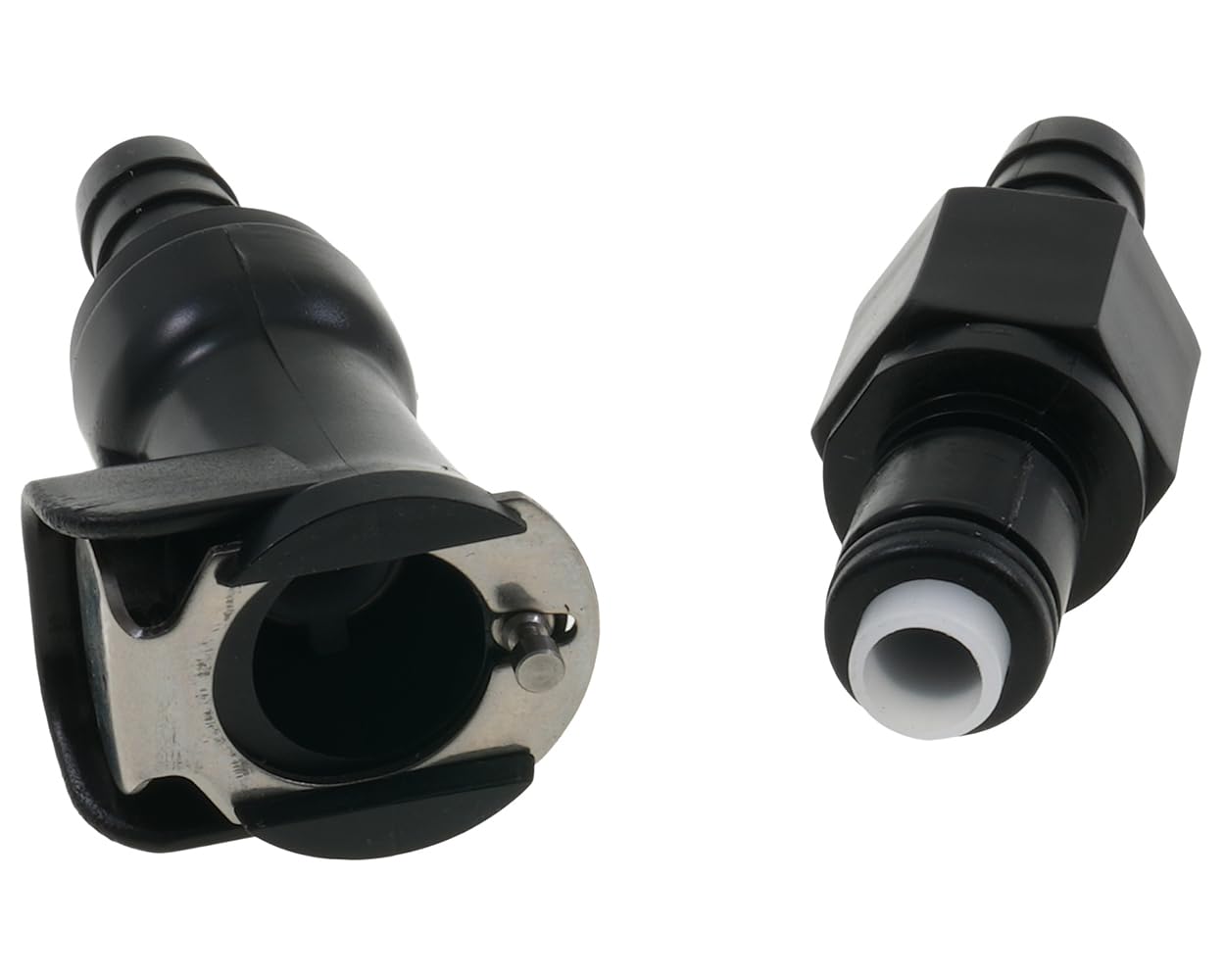 Raccord pour tuyau Essence Noir 8 mm | Fermeture automatique, plastique résistant à l'essence, environ Débit de 4,9 mm, partie mâle et femelle, tuyau de 8 mm