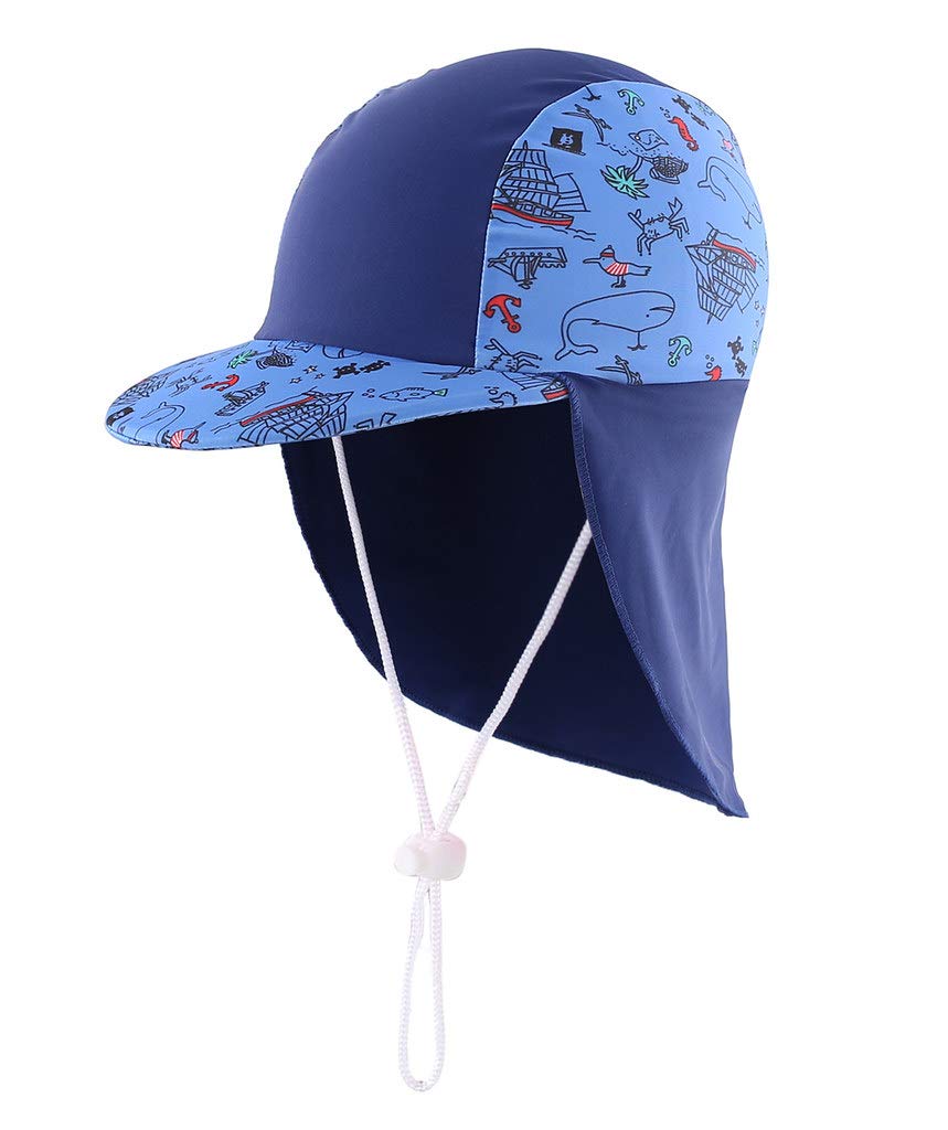 Magracy Outdoor Kids Sun Protection Cap UPF50+ Swimming Flap Cap Quick Dry Beach Cap Navy