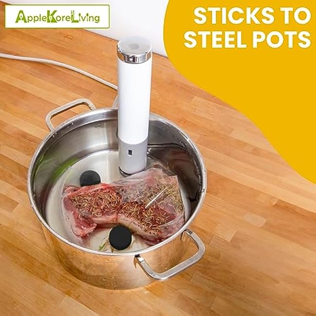 Sous Vide Weighted Magnets | Powerful Food Safe Magnets | Keep Sous Vide Bags Fully Submerged in a Sous Vide Container | Better than Sous Vide Clips and Racks (Matte Black - 8 Pack)