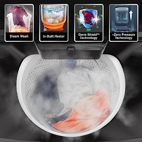 Image of Godrej 7.5 Kg 5 Star Inbuilt heater with Steam Wash & Germ Shield Technology Fully-Automatic Top Loading Washing Machine (2023 Model, WTEON VLVT 75 5.0 FDTS MTBK, Metallic Black)