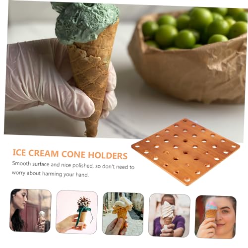 Présentoir à cornets de glace en bois avec base perforée pour présentation de sushis - 8