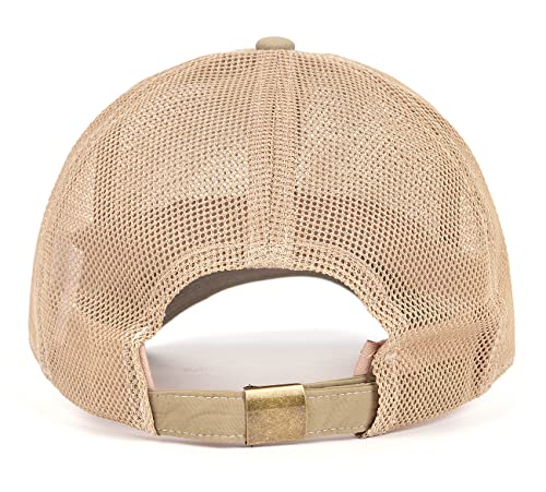 Zylioo Xxl Oversize Baseball Mesh Cap,Breathable Quick Dry Running Hat,Adjustable Summer Caps For Big Heads 23.5"-25.5" Khaki #TOP1