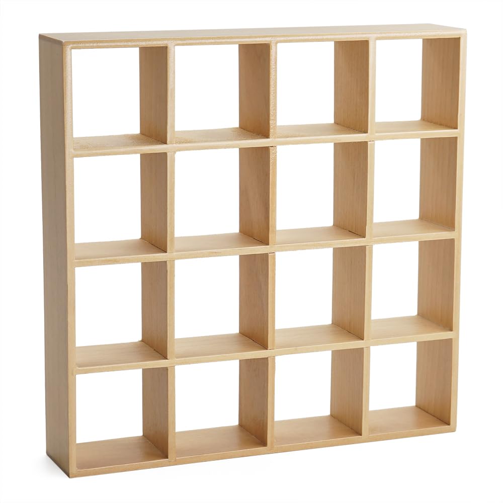 Odoria Dollhouse Shelf Bookshelf Miniature: 1/12 Scale Cubes Rack Storage Shelving for Library School Office - Mini Wall Bookcase Organizer - Tiny Wood Modern Furniture