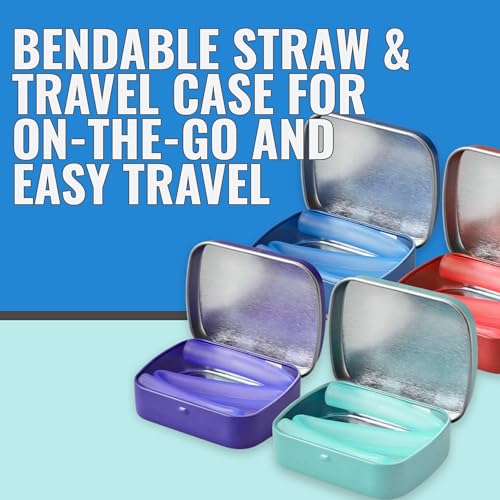 Image of GoSili Reusable Standard Silicone Straw and Travel Case, Soft, Non-toxic, Translucent and Dishwasher Safe 4 pack
