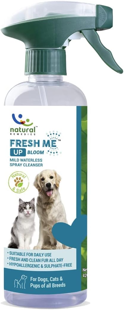 Natural RemediesFresh Me Up Bloom Mild Waterless Spray Cleanser for Dogs, Cats and Pups of All Breads (420 ml Each -Pack of 1)