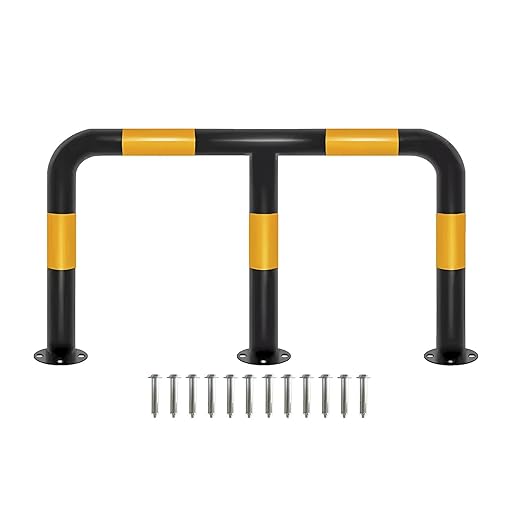Outdoor Safety Bollard Post 51 Inch Length, High Visibility Bollards and Parking Barrier with Anchor Bolts, Wide Use(1PCS)
