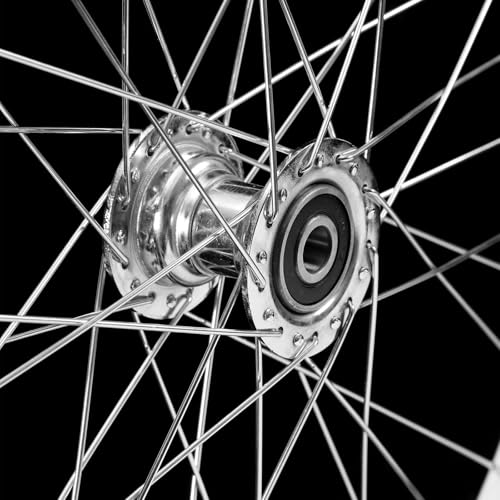 AkiiGer Adults Bicycle Wheels Rim for 3 Wheels Bike, Tricycle Left Wheels 26\"\", Tire Rims Replacement, Double Wall Alloy Rim, 36x13G Silver Spoke, Aluminum Alloy, White/Silver