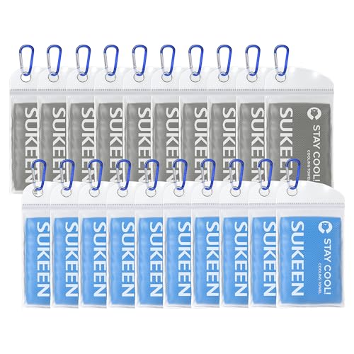Sukeen Cooling Towels for Neck and Face(40"x12"), Cooling Towels Bulk, Cool Towels for Neck, Gym Towels, Cooling Towels for Hot Weather, Sweat Towels for Gym, Workout, Sports, Sky Blue Dark Gray 20Pcs