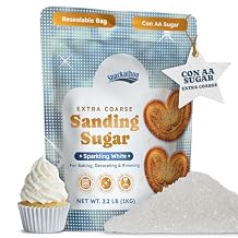Snackathon Sanding Sugar, Extra Coarse White Sparkling Sugar Crystals, 2.2 LB Resealable Bulk Bag, Sweet Crunchy Edible Finishing Sugar for Baking & Decorating, Cupcakes, Cookies, Ice Cream & Drink