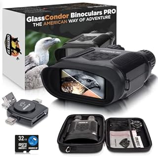 CREATIVE XP Night Vision Goggles - GlassCondor Pro - Digital Military Binoculars w/Infrared Lens, Tactical Gear for Hunting & Security, Black
