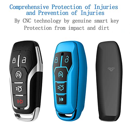 Coque de clé Ford de qualité supérieure - Finition premium Tukellen bleue - 4