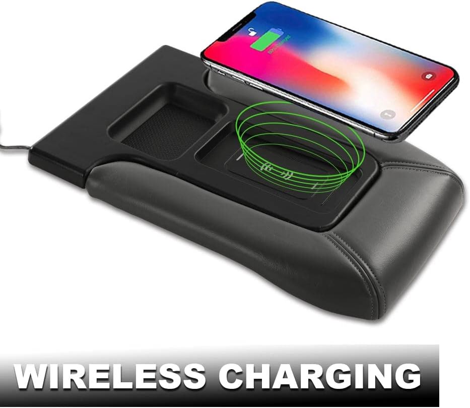 ALLGOOD Center Console Armrest Repair Kit w/Wireless Charging, Compatible with Chevy Silverado 1999-2007, Gray Tapas para reposabrazos