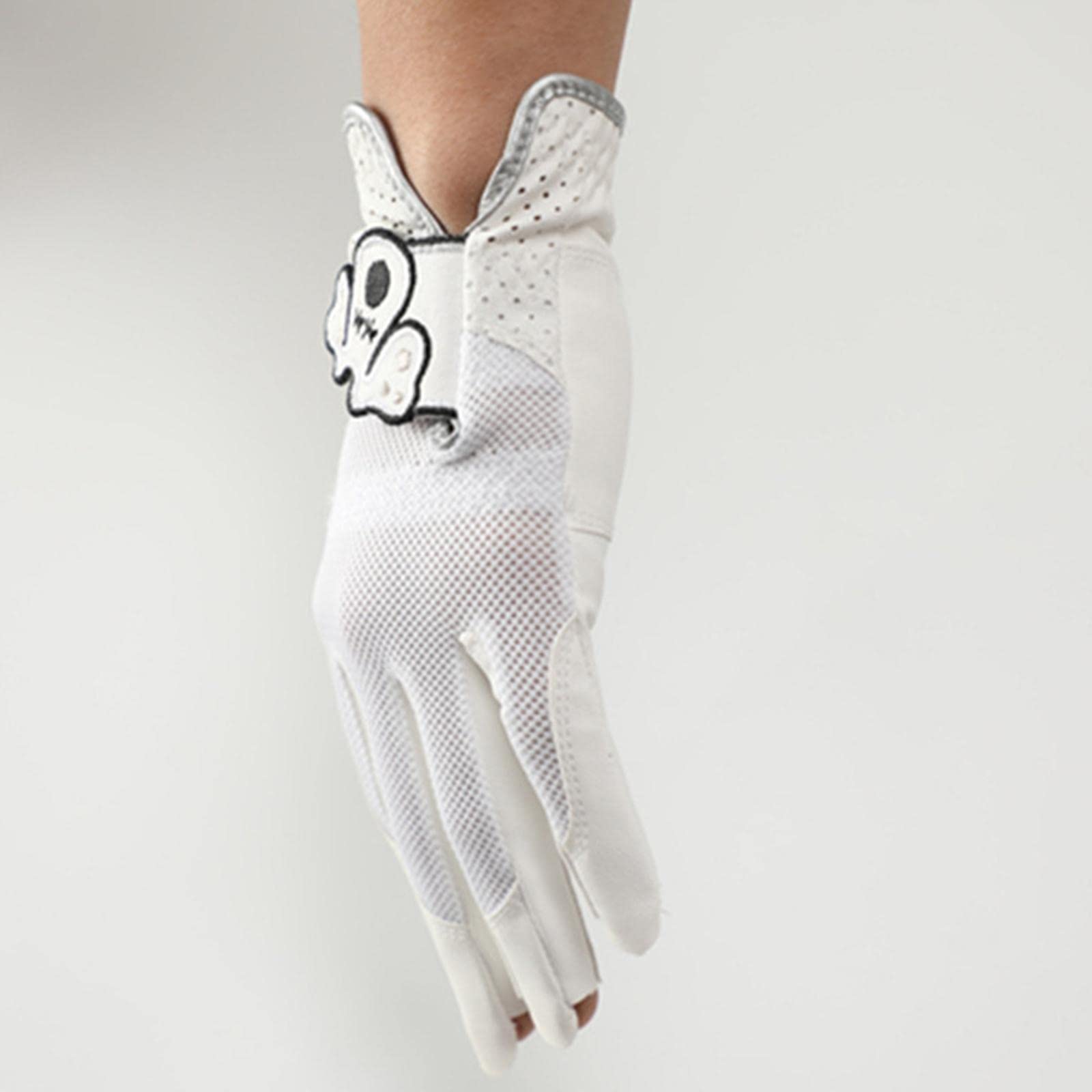 Golfhandschuh für Herren und Damen, linke Hand, Spieler, Mikrofaser, weich, bequem, 17 cm, Weiß