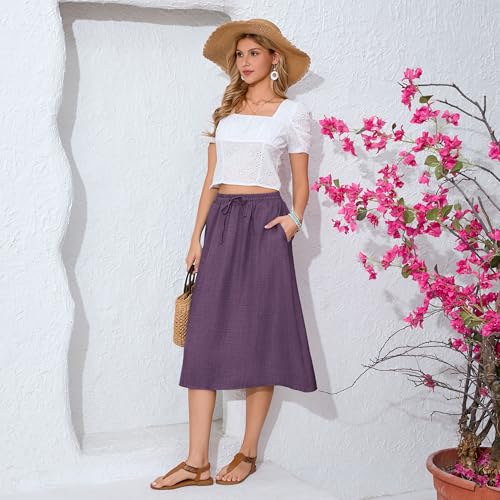 Image of Witsmile Women's Summer Pleated High Waisted Casual Flowy Skirt Pockets