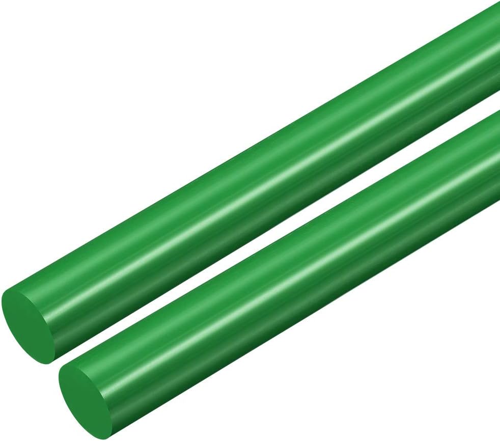 uxcell 2pcs Plastic Round Rod 5/8 inch Dia 20 inch Length Green (POM) Polyoxymethylene Rods Engineering Plastic Round Bars(15mm)