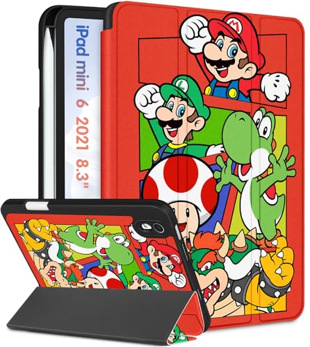 Trendy Fun for iPad Mini 7 Case/for iPad Mini 6th Generation Case 8.3 inch 2021 - Cute Cartoon Kawaii Covers for Boys Kids Girls Teens Funny Tri-fold Stand Folio for i Pad Mini 6, Mogu