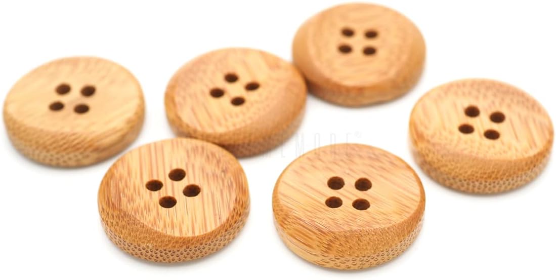 CRAFTMEMORE Bamboo Buttons 4 Holes Concave Wood Button for Garment Sewing DIY Crafts A52 (13mm, 144pcs)