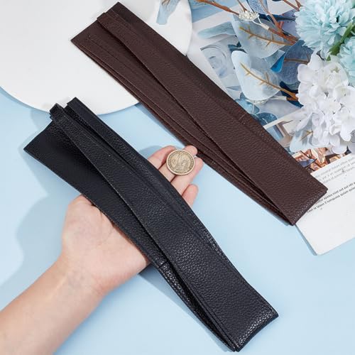 CRASPIRE 2 Colors Obi Style Waist Belt 224.6cm Imitation Faux Leather PU Black Coffee Corset Cinch Tie Wide Waist band Retro Vintage Boho Obi Style Cinch Waistband Belt for Women Dress Sweater Coat3