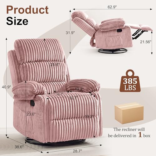 Image of Korser Rocking Recliner Chair, Nursery Rocker Chair for Adults, Small Recliners for Small Spaces, Swivel Rocker Recliner with Cushion, Upholstered Rocking Chairs for Living Room, RV, Corduroy