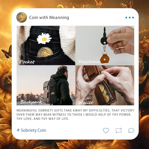 sunflower blessing sobriety coin - affirmation sun and moon aa coins - recovery addiction na aa chips and medallions - celebrate living clean narcotics alcoholics anonymous gifts for men women