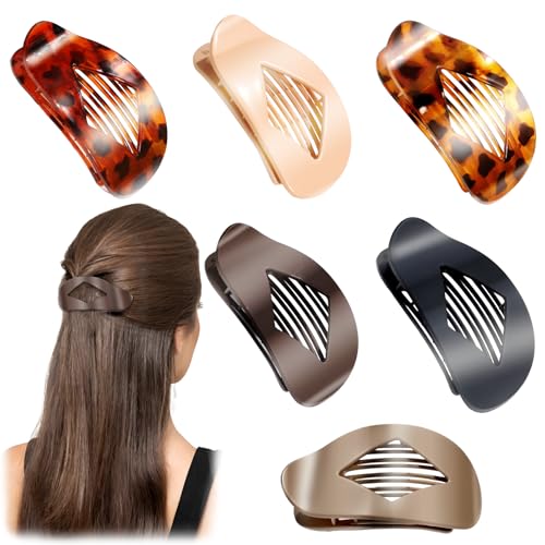 6Pcs Duckbill Hair Clips for Women Hair Claw Clip for Thin Fine Thick Hair Strong Hold Large Duck Bill Flat Round Hairclip Ergonomic Design Hair Accessories for Ladies Girls