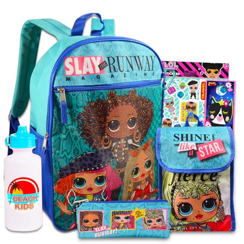 LOL Surprise Backpack & Lunch Box Set - 5 Pc Bundle of Bag, Lunch Bag, Bottle, Stickers, More | LOL Surprise School Supplies (Multicolor)