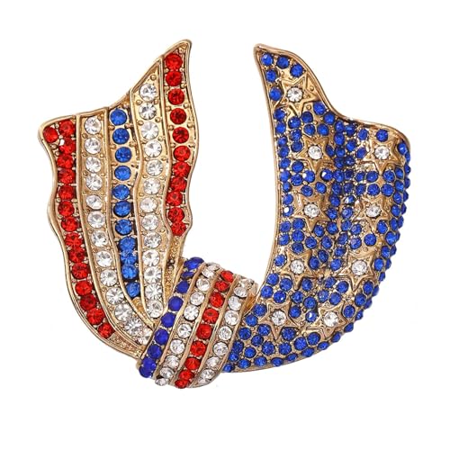 Image of Rhinestone Brooch Pins for Women, Vintage Crystal Enamel Brooches, American Flag Pin Patriotic Lapel Pins Gift for Suit Clothes Bag Accessories
