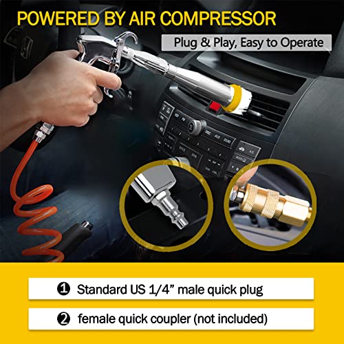 Fochutech Car Cleaning Gun High Pressure Air Blow Gun Interior Car Cleaning Kit Interior Detailing Kit Air Duster Blower Gun Car Duster Air Compressor Needed High Pressure Car Cleaning Tools (Silver) #TOP1