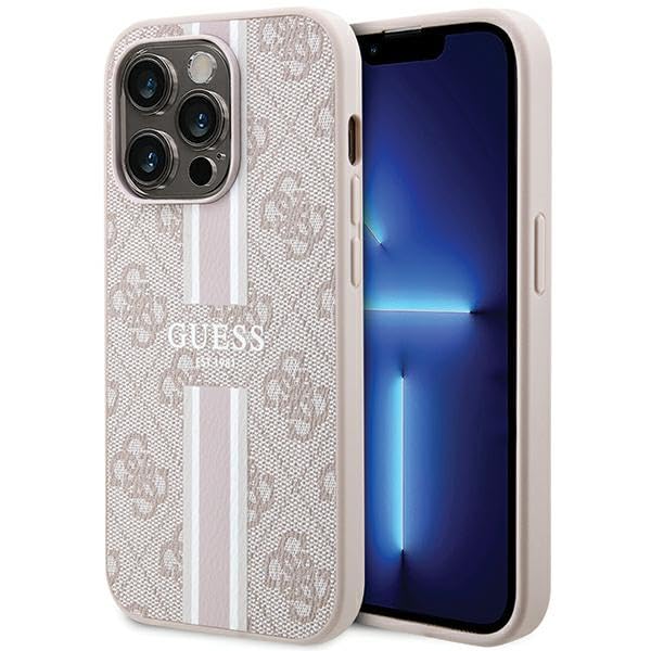 GUESS GUHMP15LP4RPSP Coque pour iPhone 15 Pro 6.1" Rose hardcase 4G Rayures imprimées