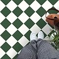 MORCART 20Pcs Peel and Stick Floor Tile, 7.87" x 7.87" Vinyl Flooring Waterproof DIY Flooring for Bathroom, Kitchen, Fireplace, Pet House, Stairs, Bedrooms, Wall White Green