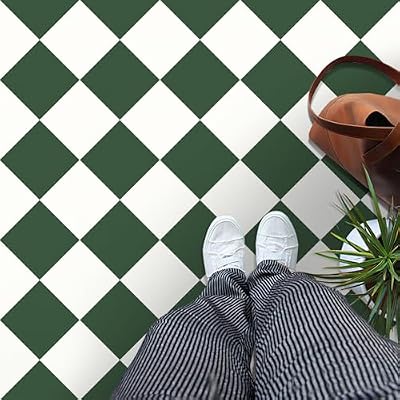 MORCART 20Pcs Peel and Stick Floor Tile, 7.87" x 7.87" Vinyl Flooring Waterproof DIY Flooring for Bathroom, Kitchen, Fireplace, Pet House, Stairs, Bedrooms, Wall White Green