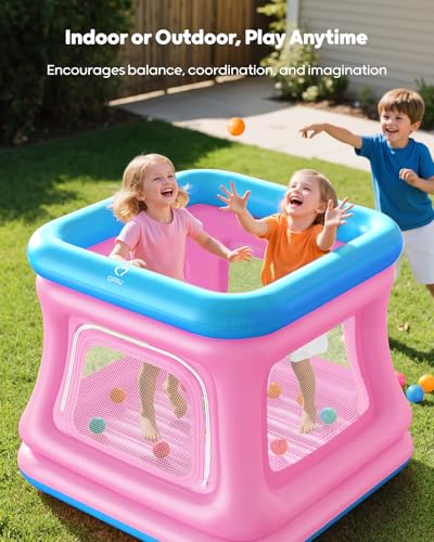 Image of QPAU 3-in-1 Inflatable Bounce House with Pump for Toddlers 1-3
